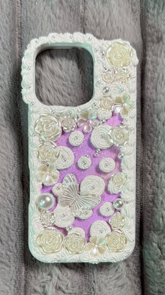 Pearl Blossom Butterfly | Elegant Handmade 3D Phone Case