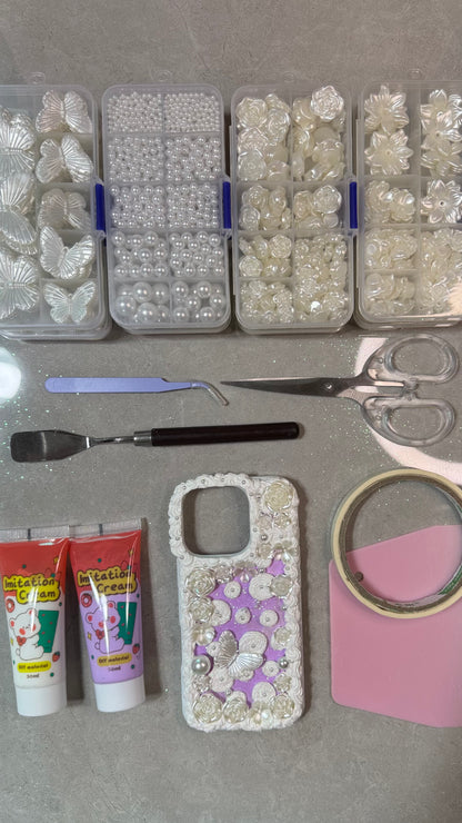 Pearl Blossom Butterfly | Elegant Handmade 3D Phone Case.materials