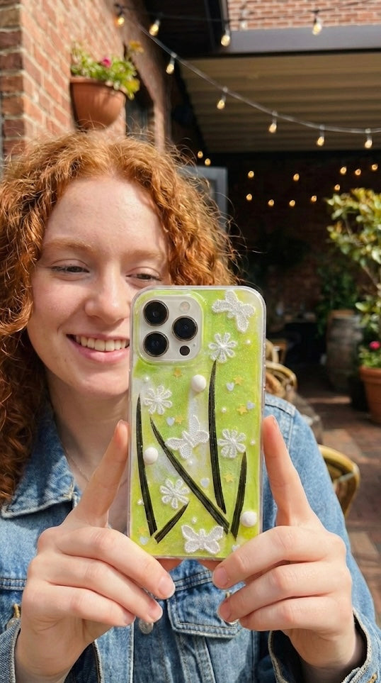 Real Pressed Iron Tree Leaf & Butterfly Botanical Case