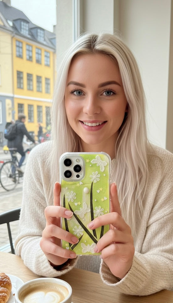 Real Pressed Iron Tree Leaf & Butterfly Botanical Case