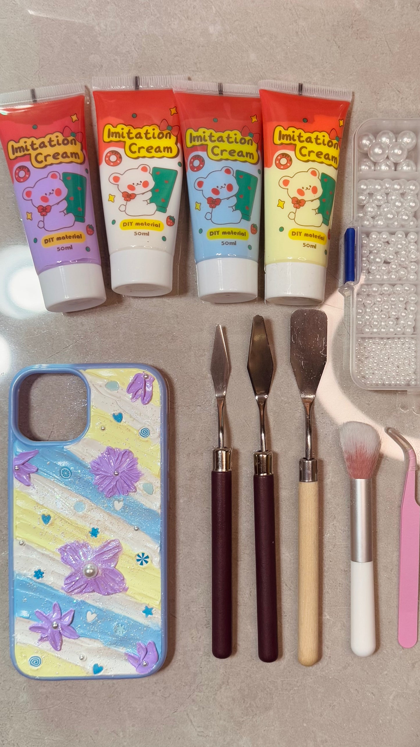 Romantic Lavender Bloom Handmade Cream Phone Case