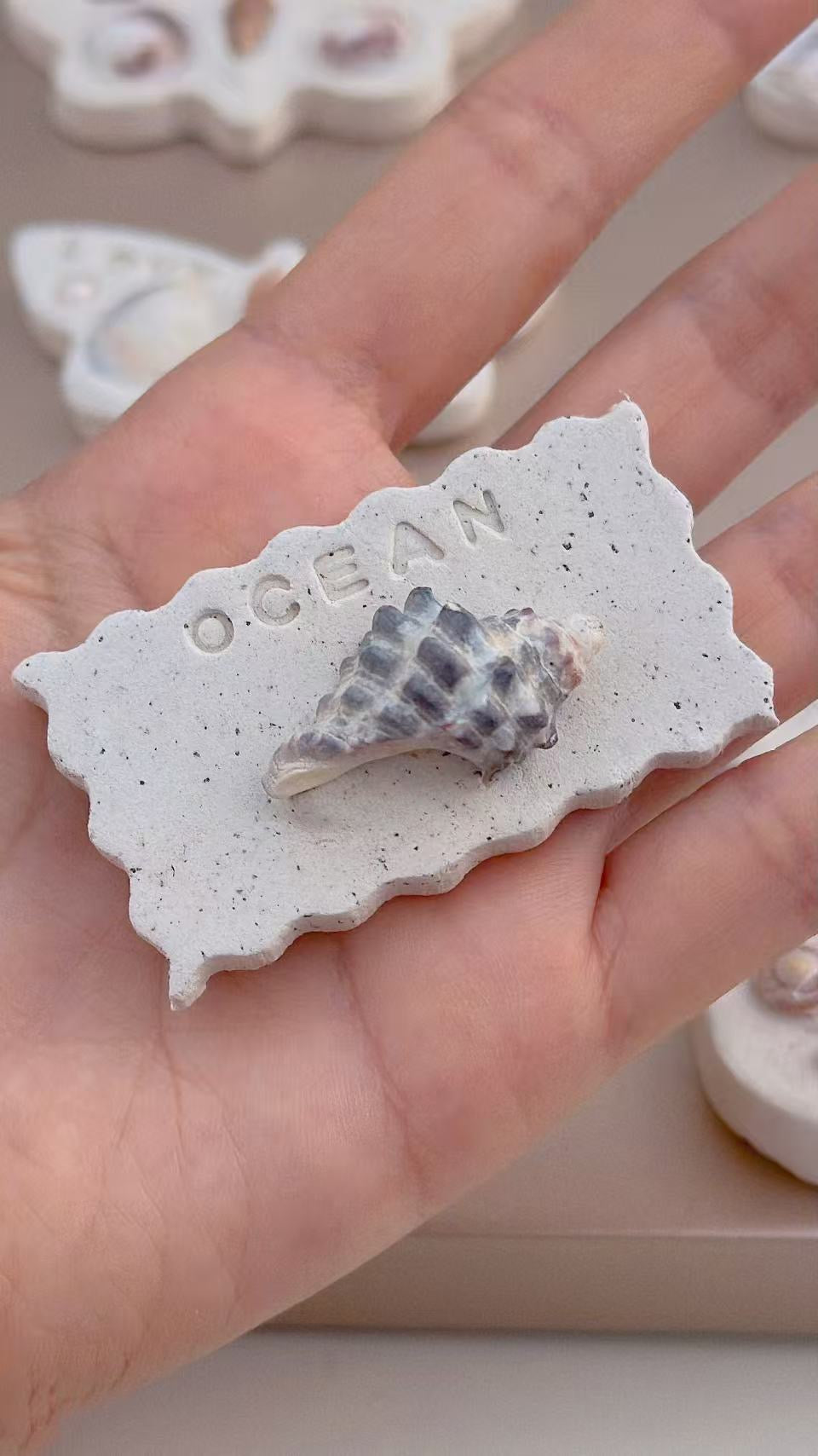 Seashell Art Clay Magnets | Beach Coastal Home Decor