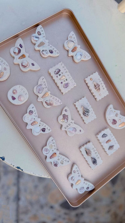 Seashell Art Clay Magnets | Beach Coastal Home Decor