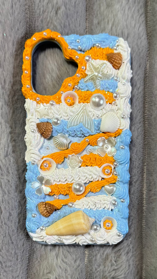 🌊 Seashell Dreams | Handmade Ocean Cream Phone Case