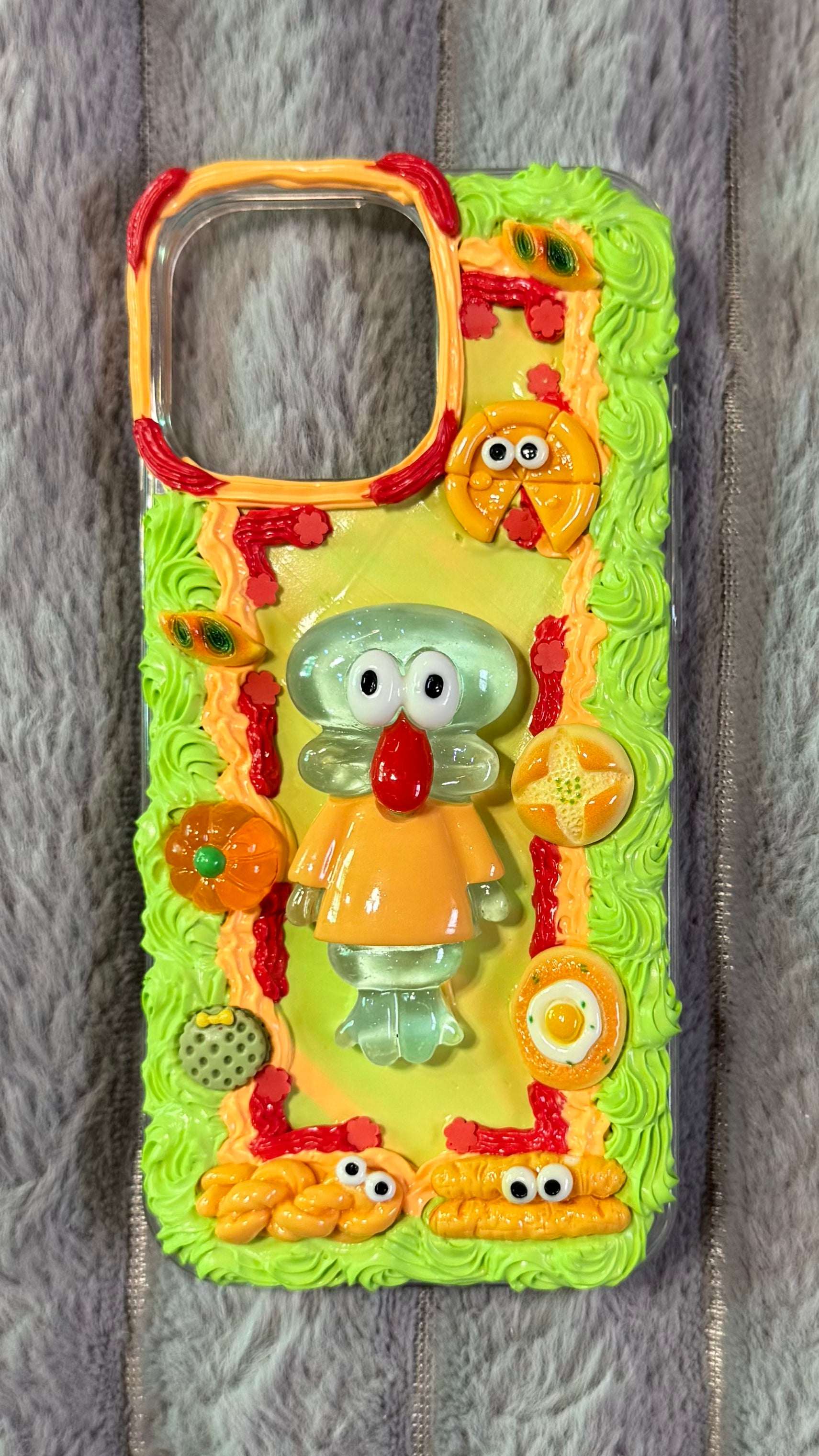Squidward Y2K Gyaru Phone Case – Handmade Kawaii 3D