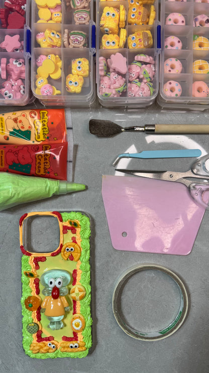 Squidward Y2K Gyaru Phone Case – Handmade Kawaii 3D.materials