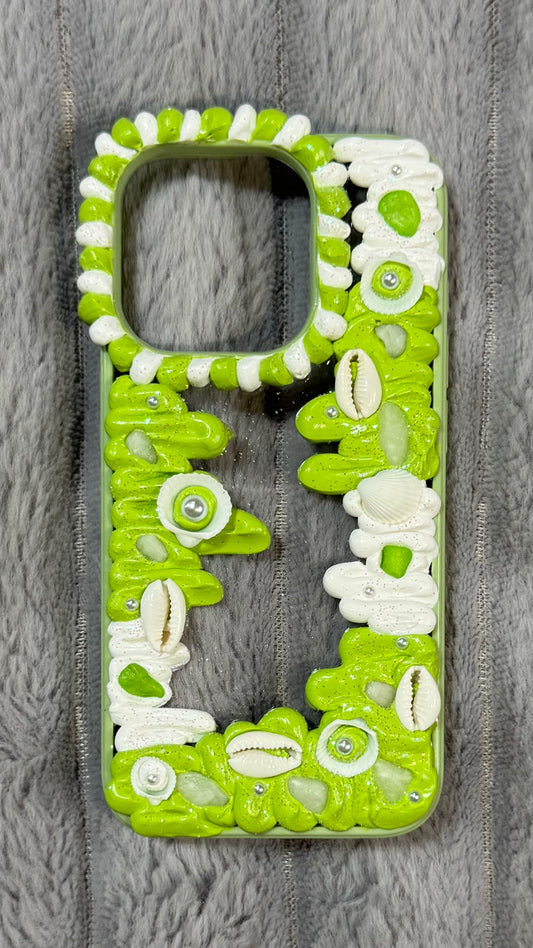 Tropical Seashell Green Cream Phone Case – Handmade Style