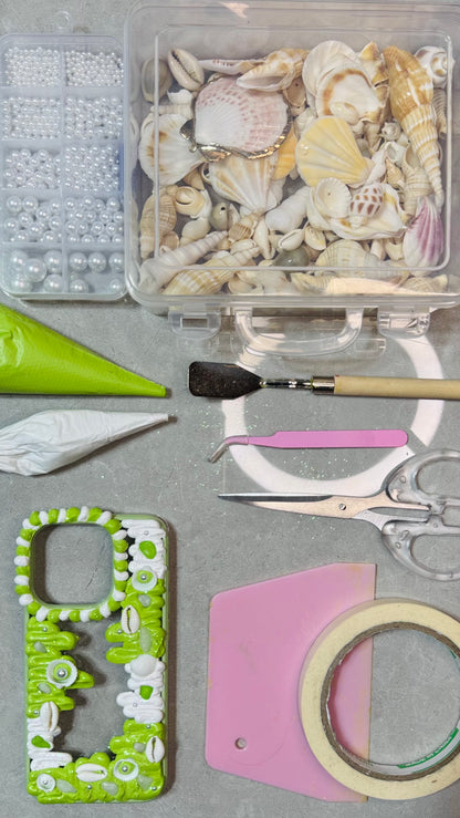 Tropical Seashell Green Cream Phone Case – Handmade Style.materials
