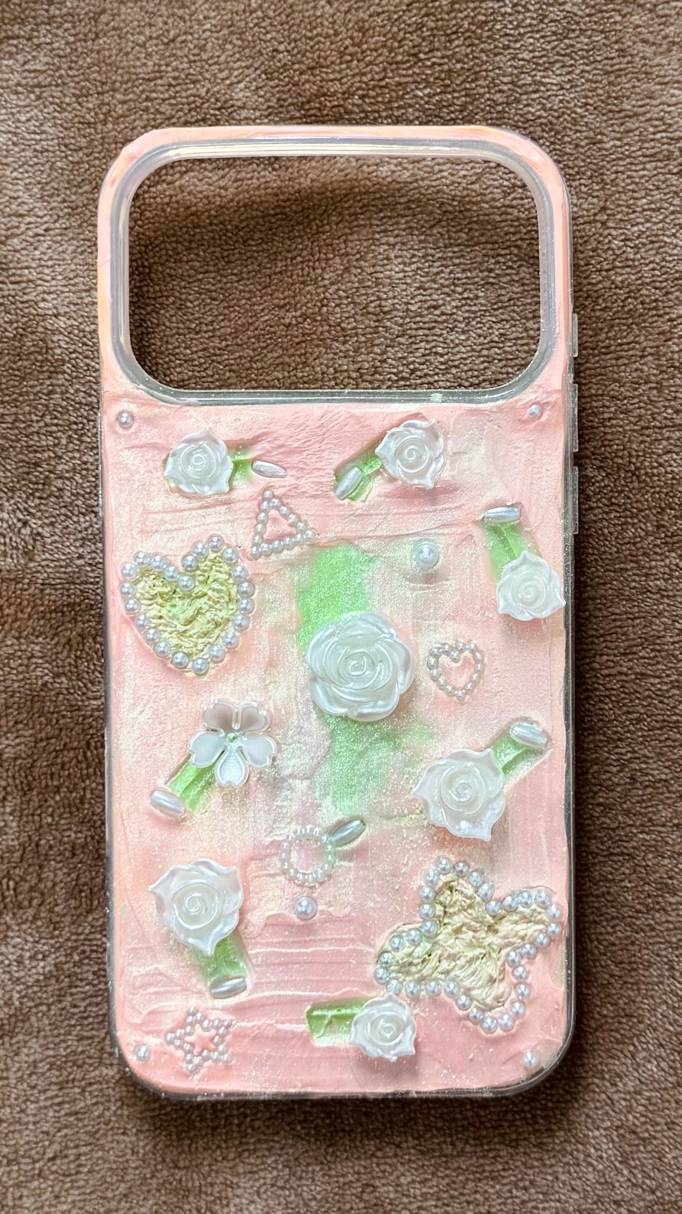 Coque de téléphone faite main avec colle crème « Vibrant Bloom » 