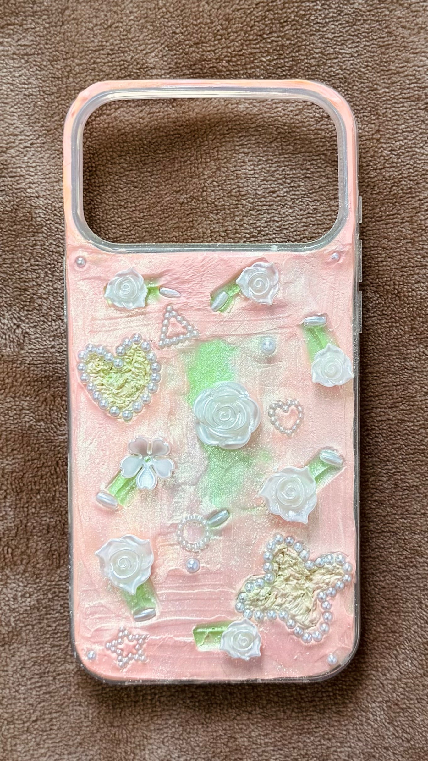 Coque de téléphone faite main avec colle crème « Vibrant Bloom » 