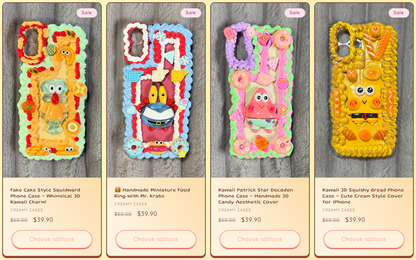 Funda para teléfono hecha a mano con pegamento crema “Vibrant Bloom” 