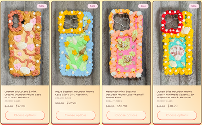 Funda para teléfono hecha a mano con pegamento crema “Vibrant Bloom” 
