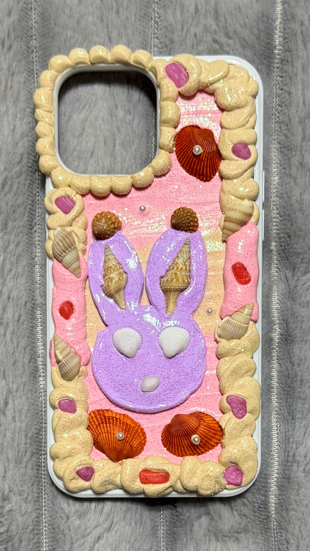 Whimsical Bunny Seashell Cream Phone Case