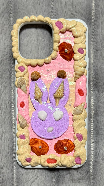 Whimsical Bunny Seashell Cream Phone Case