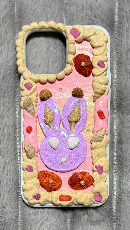 Whimsical Bunny Seashell Cream Phone Case