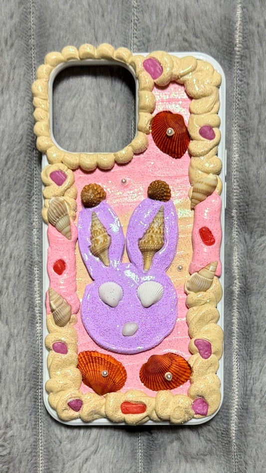 Whimsical Bunny Seashell Cream Phone Case