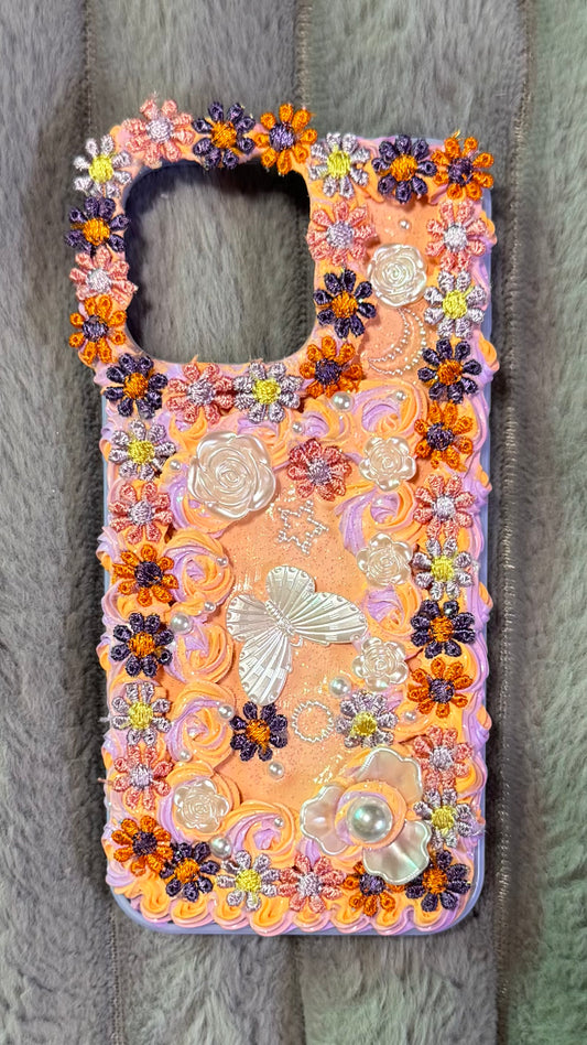 Whipped Cream Floral Phone Case – Y2K Butterfly & Pearl.2