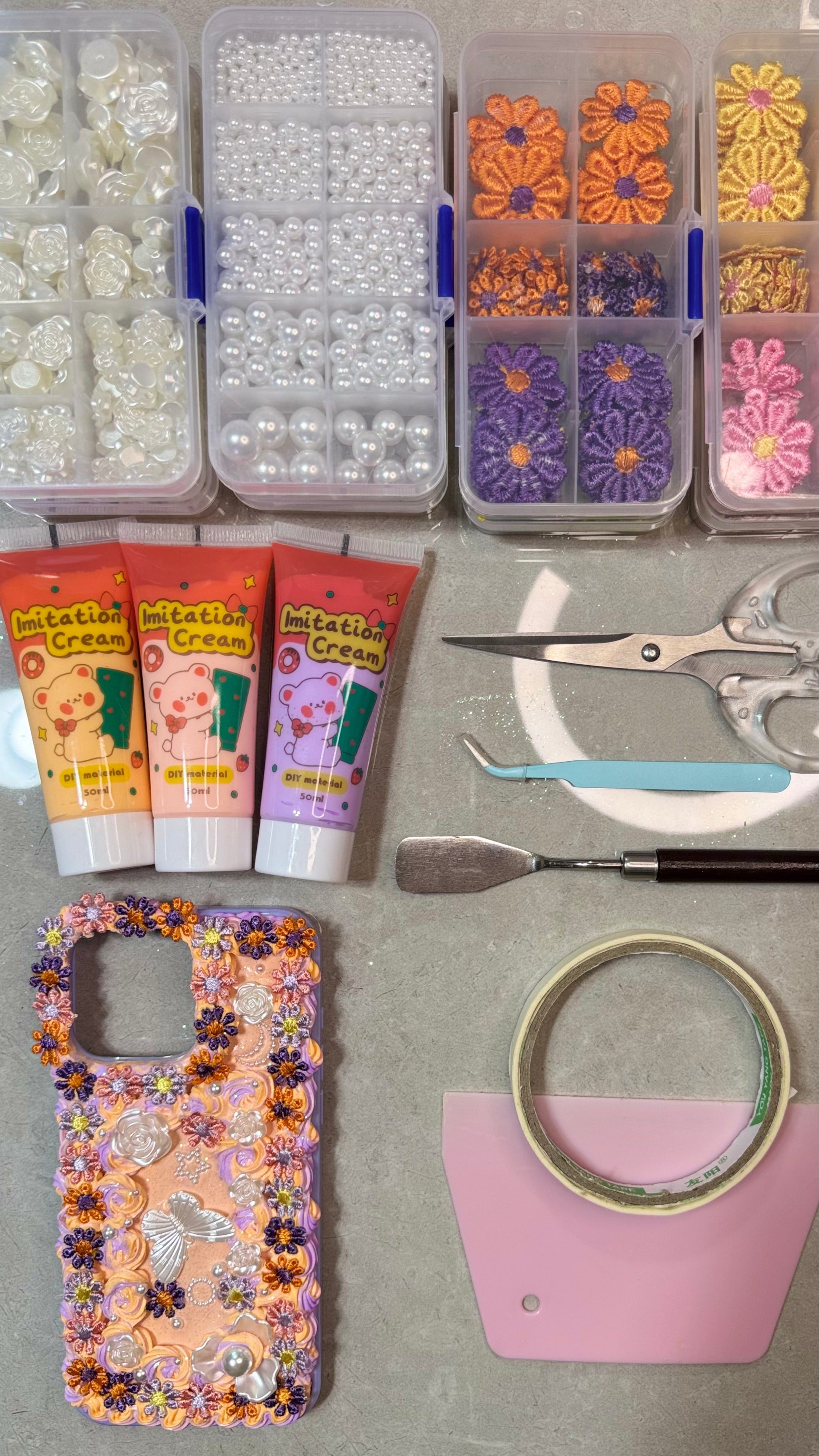 Whipped Cream Floral Phone Case – Y2K Butterfly & Pearl.materials