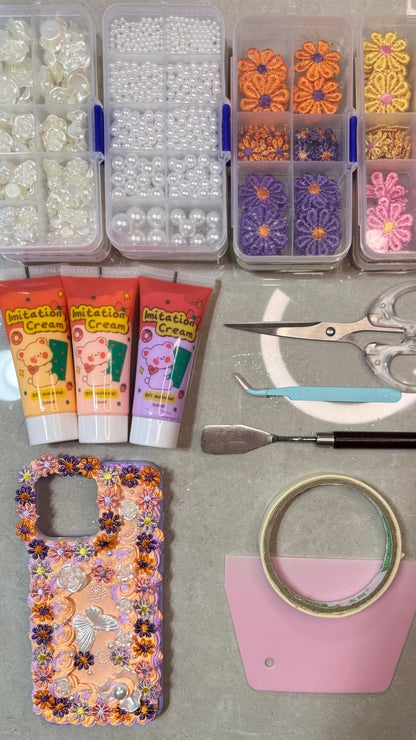 Whipped Cream Floral Phone Case – Y2K Butterfly & Pearl.materials