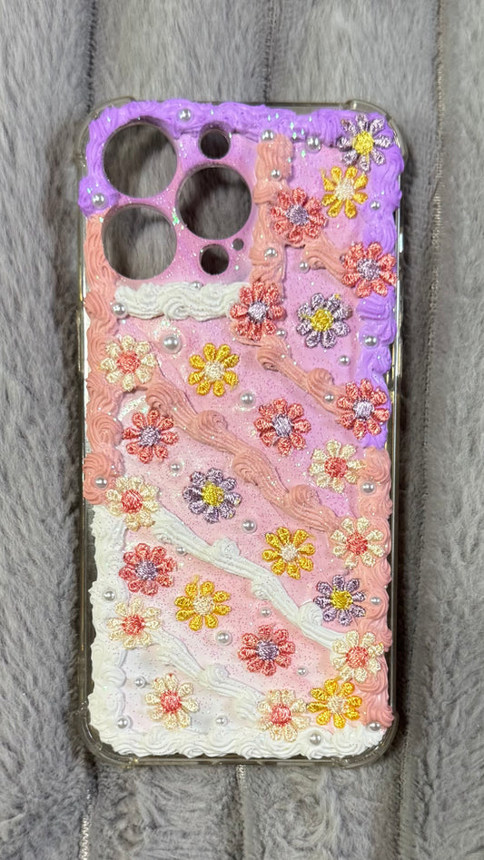 Whipped Pastel Garden Phone Case – Handmade Creamy Floral Charm
