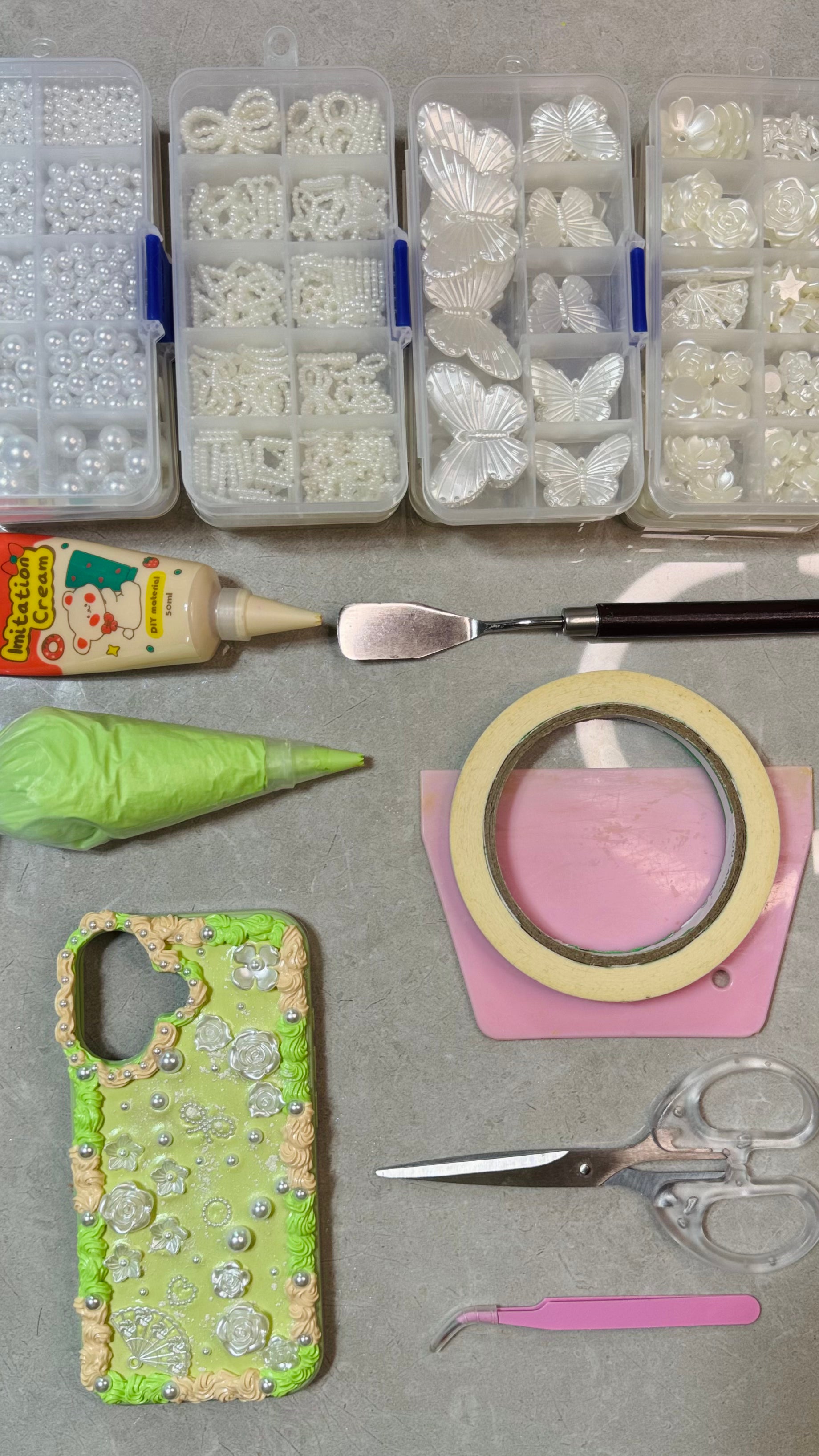 Wildflower Pearl Cream Case – Handmade Cottagecore iPhone Cover.materials