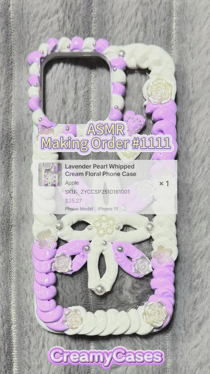 Lavender Pearl Whipped Cream Floral Phone Case