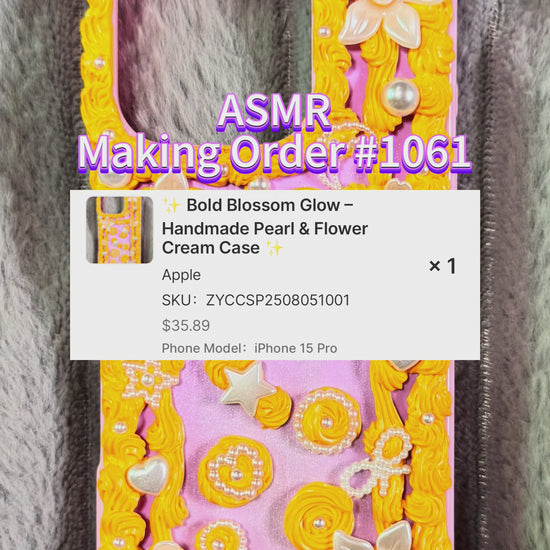 ✨ Bold Blossom Glow – Handmade Pearl & Flower Cream Case ✨.mov