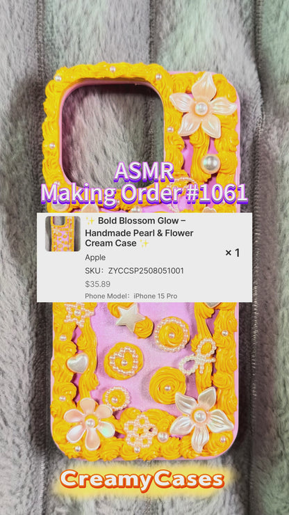 ✨ Bold Blossom Glow – Handmade Pearl & Flower Cream Case ✨.mov