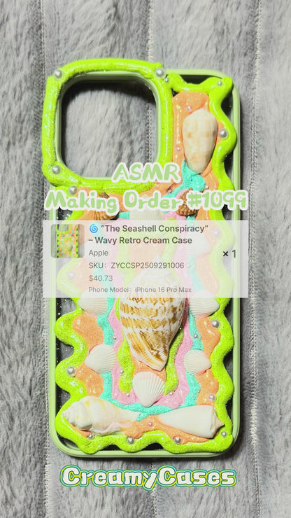 🌀 “The Seashell Conspiracy” – Wavy Retro Cream Case