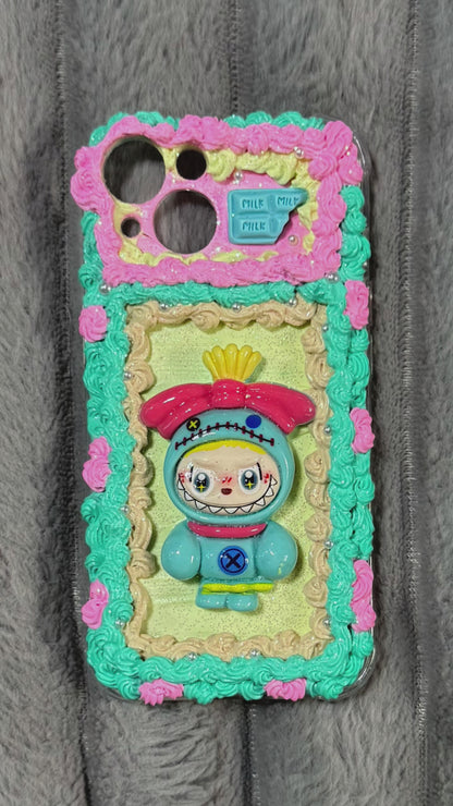 Funda para teléfono hecha a mano con pegamento crema “Vibrant Bloom” 