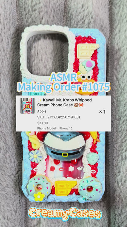 ✨ Kawaii Mr. Krabs Whipped Cream Phone Case 🍩🦀
