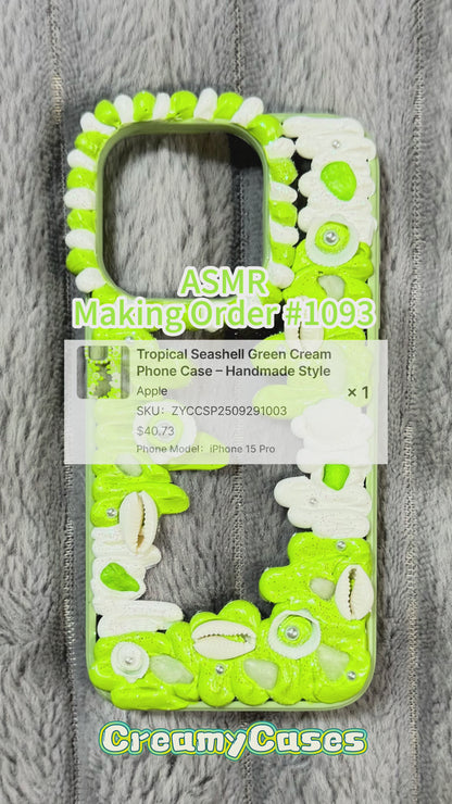 Tropical Seashell Green Cream Phone Case – Handmade Style