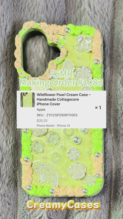 Wildflower Pearl Cream Case – Handmade Cottagecore iPhone Cover