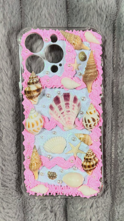 ✨ Ocean Dream Pink Seashell Whipped Cream Phone Case – Handmade Coastal Aesthetic for iPhone & Samsung