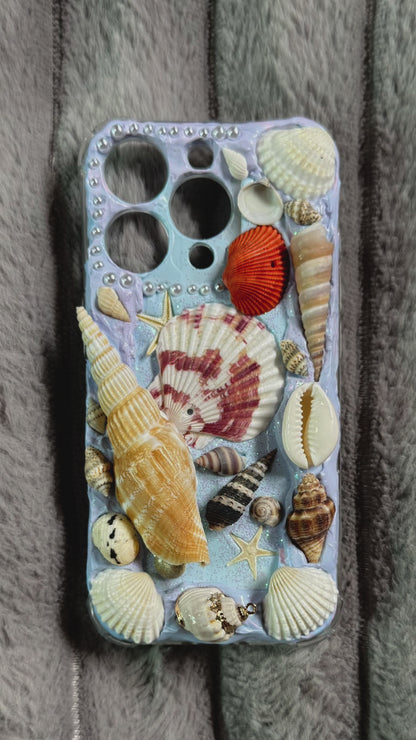 Ocean-Inspired Handmade Seashell Whipped Cream Phone Case – Custom Beach Aesthetic