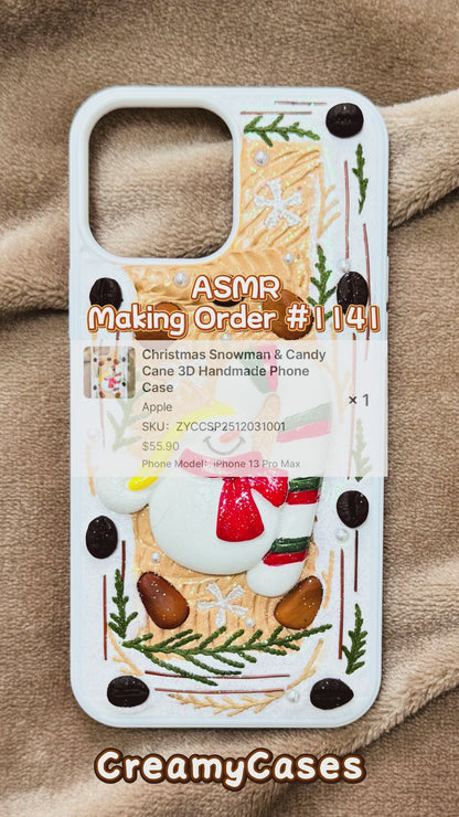 Christmas Snowman & Candy Cane 3D Handmade Phone Case