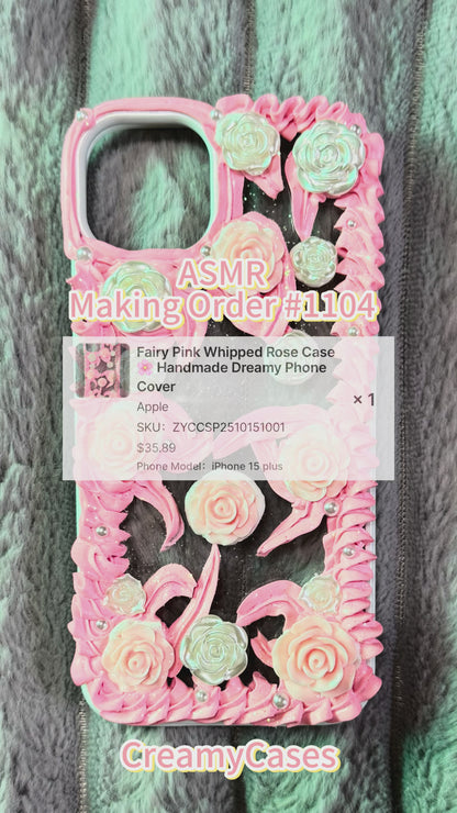 Fairy Pink Whipped Rose Case 🌸 Handmade Dreamy Phone Cover