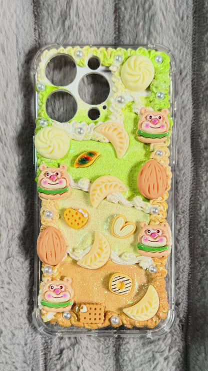 Funda para teléfono hecha a mano con pegamento crema “Vibrant Bloom” 