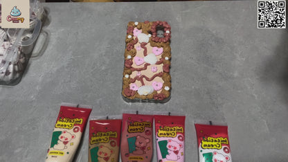 Custom Chocolate & Pink Creamy Decoden Phone Case with Shell Accents