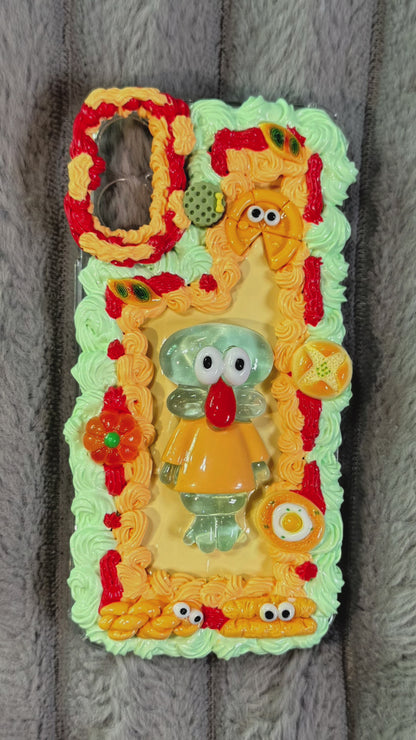 Fake Cake Style Squidward Phone Case – Whimsical 3D Kawaii Charm!