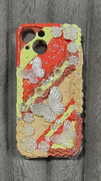 Handmade 3D Butterfly & Rose Decoden Phone Case – Y2K Whimsical Glam