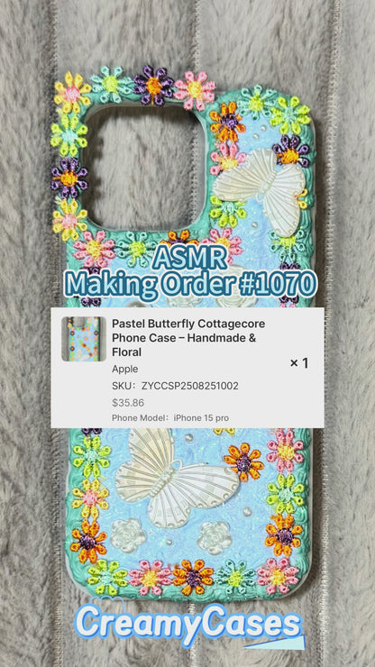Pastel Butterfly Cottagecore Phone Case – Handmade & Floral