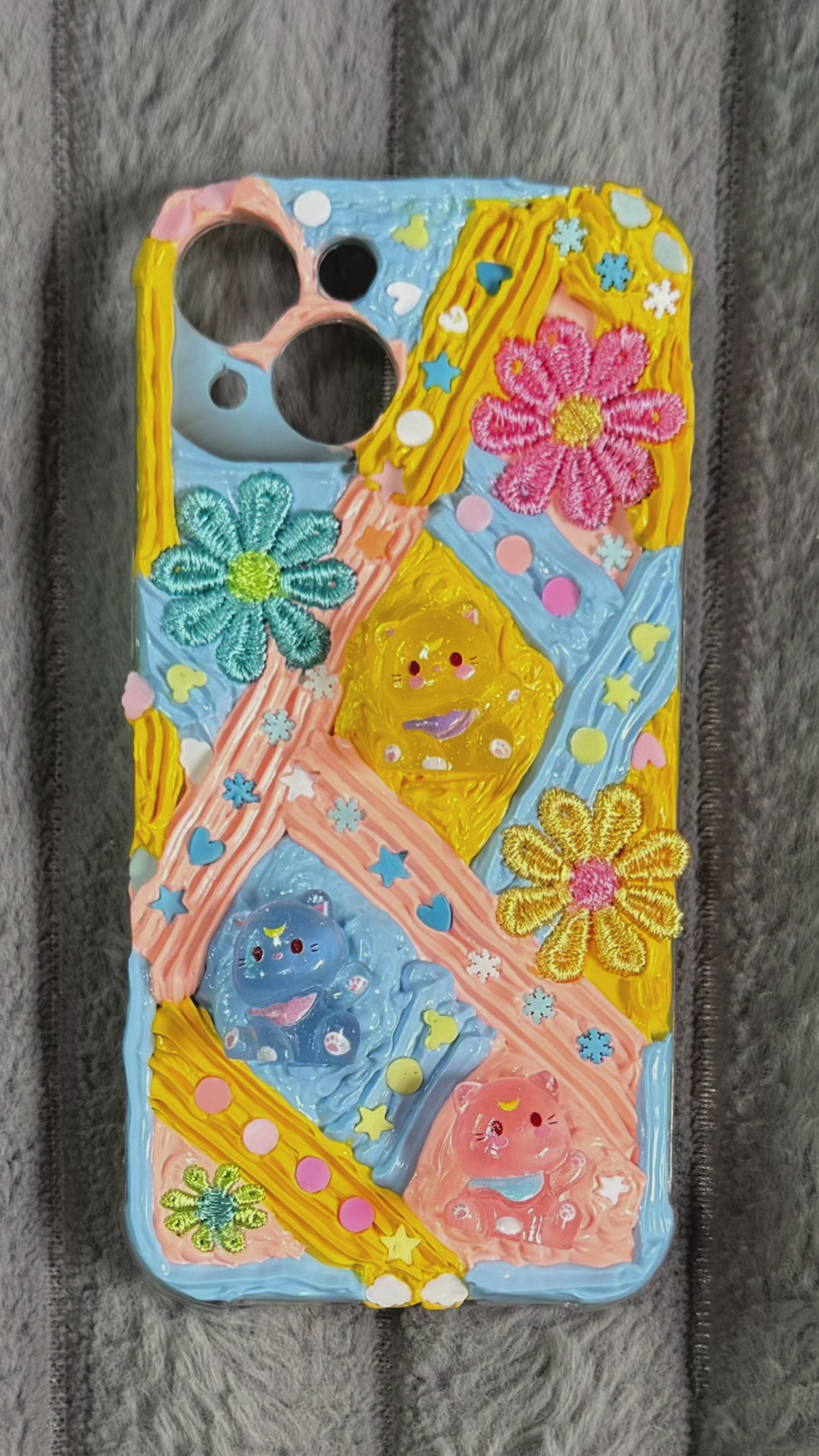 Handmade Kawaii 3D Cartoon Resin Phone Case – Y2K Cute Glitter Aesthet – Creamy Cases