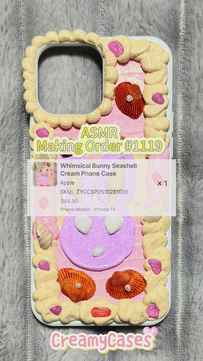 Whimsical Bunny Seashell Cream Phone Case