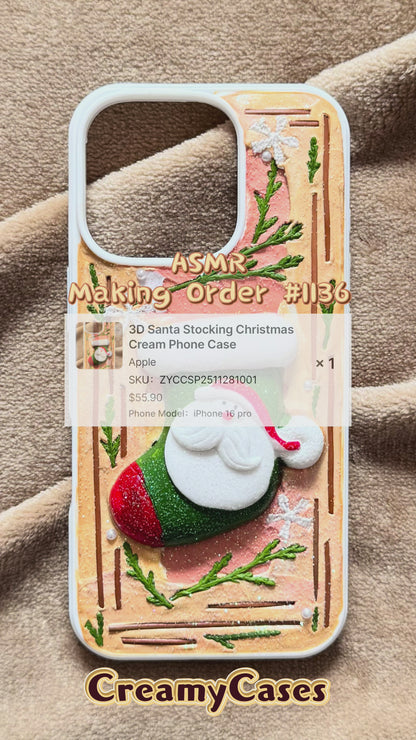 3D Santa Stocking Christmas Cream Phone Case