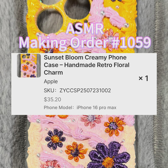 Sunset Bloom Creamy Phone Case – Handmade Retro Floral Charm.mov
