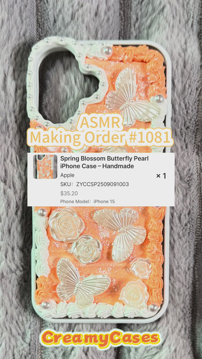 Funda para teléfono hecha a mano con pegamento crema “Vibrant Bloom” 
