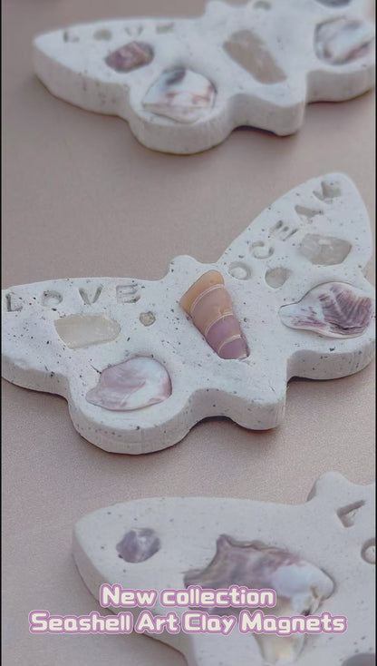 Seashell Art Clay Magnets | Beach Coastal Home Decor