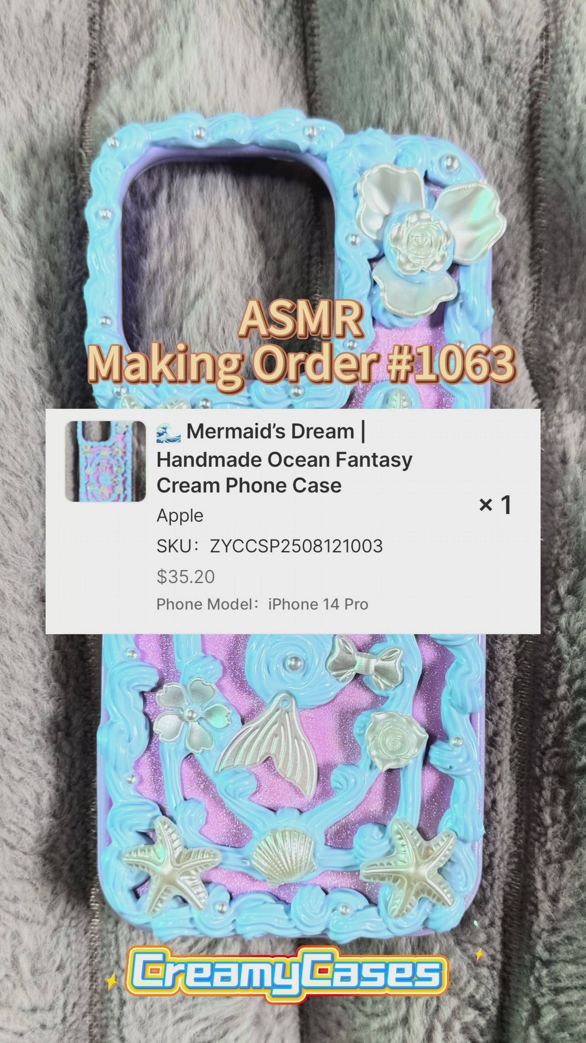 🌊 Mermaid’s Dream | Handmade Ocean Fantasy Cream Phone Case.mov