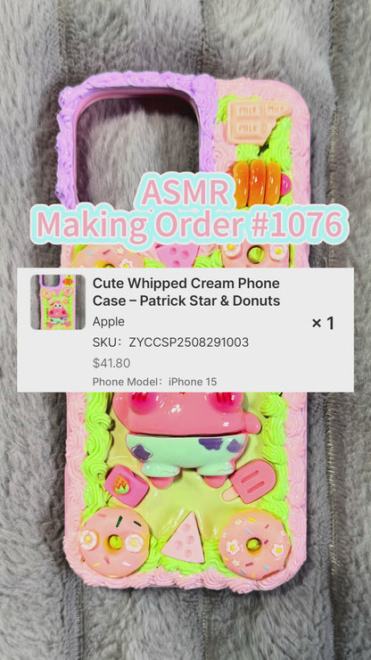 Cute Whipped Cream Phone Case – Patrick Star & Donuts